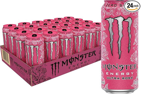 Monster Energy Ultra Rosa, Sugar Free Energy Drink, 16 Ounce (Pack of 24)