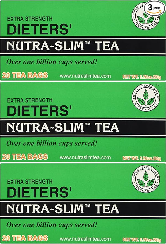 Triple Leaves Brand Nutra-Slim Tea (20 Tea Bags), Extra Strength - Senna Tea Dietary Detox, 20 Count (Pack of 3)
