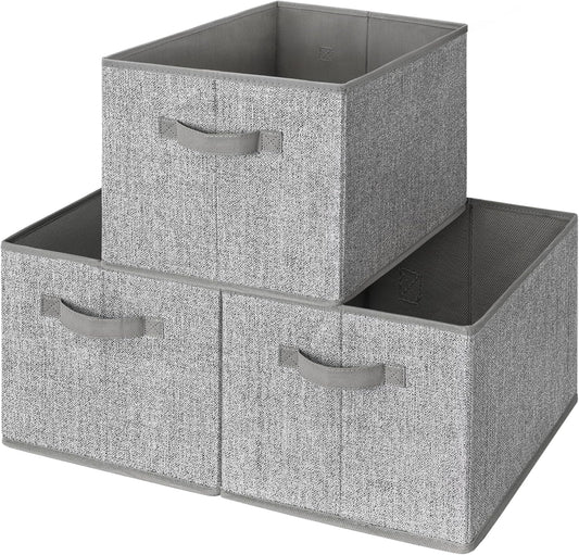 GRANNY SAYS Closet Storage Bins, Storage Baskets for Organizing, Fabric Storage Bins with Handles, Clothing Storage Containers for Organization Wardrobe, Gray, Extra Large, 3-Pack