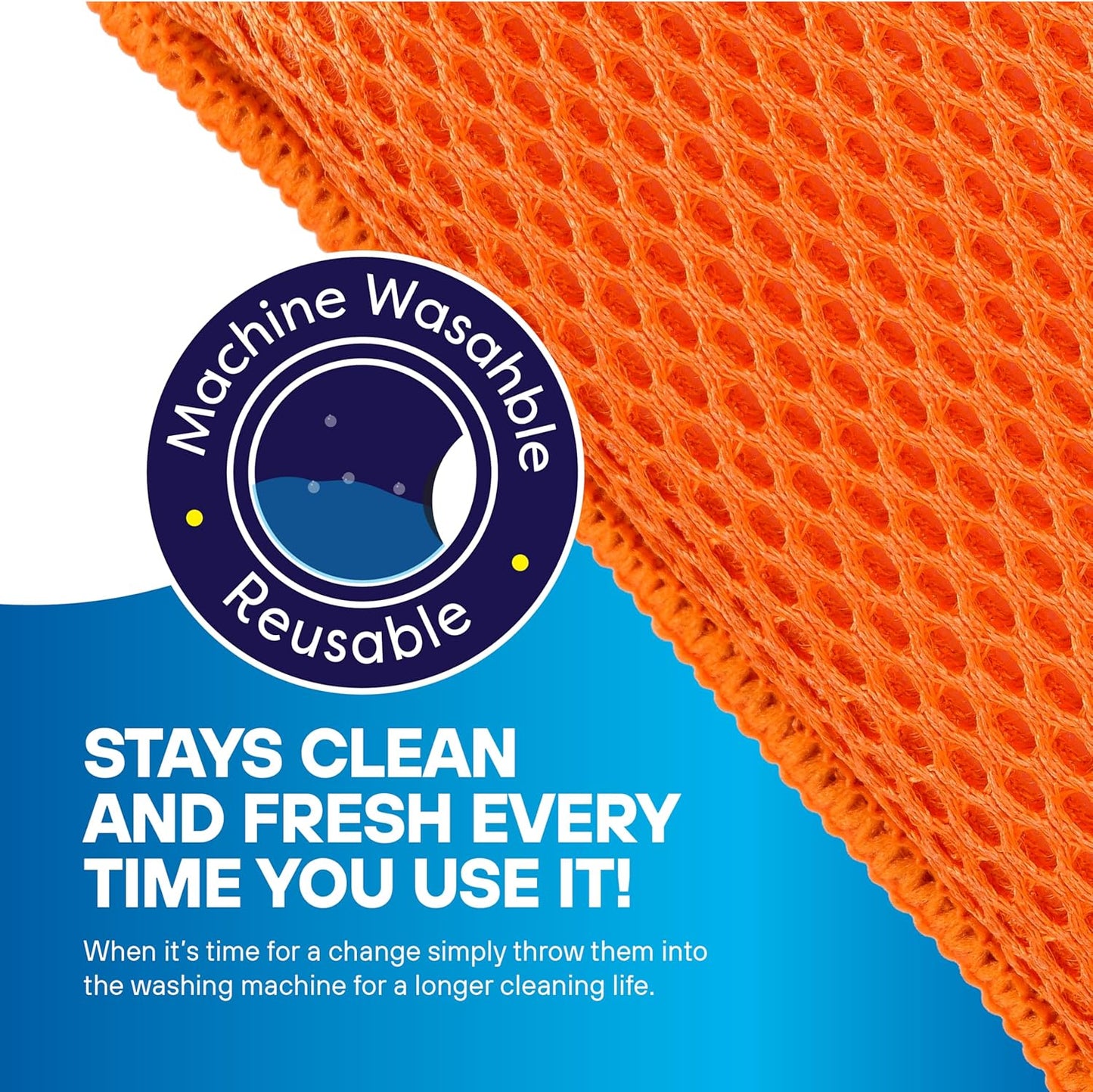 SCRUBIT Reusable Sponges for Dishes - 12 Pack Microfiber Sponges Kitchen Dish Scrubber, Machine Washable & Non-Scratch Scrubbers (Orange)