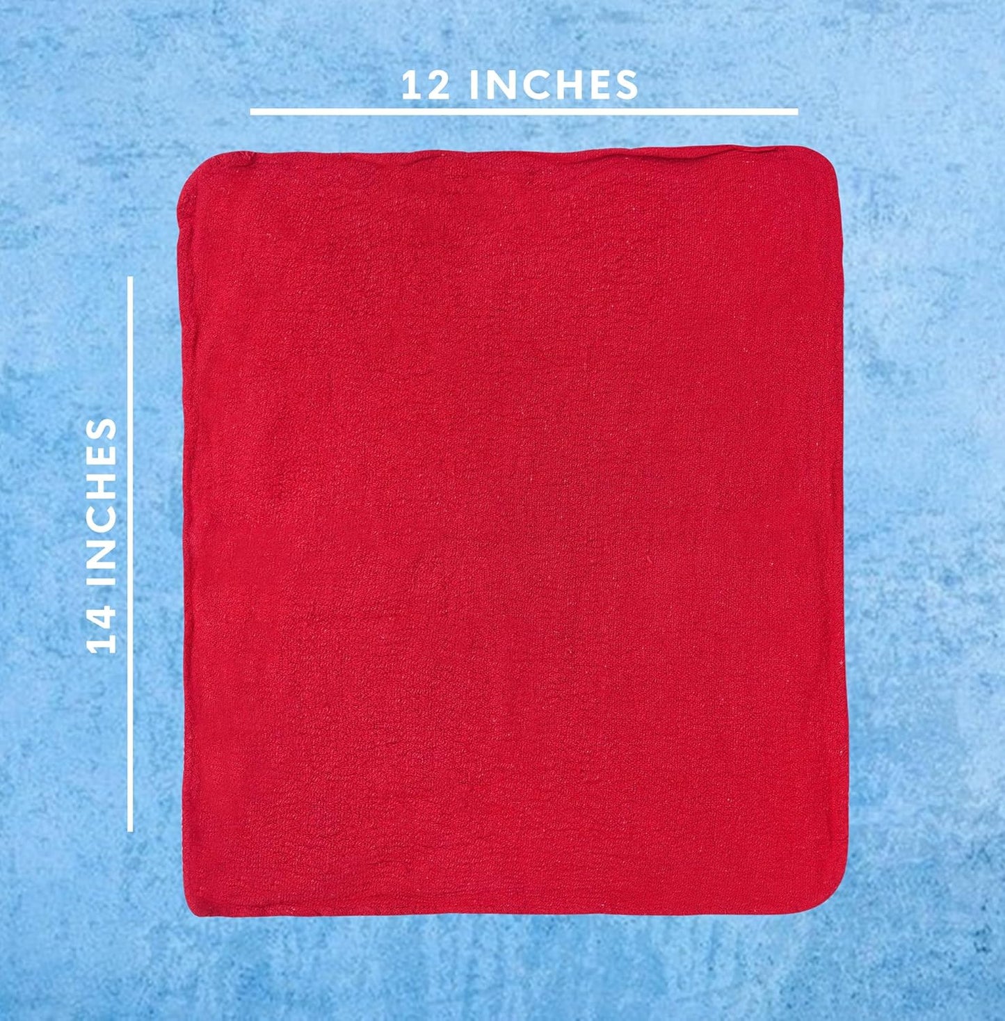 Cotton Shop Towels - Pack of 50 Cleaning Rags 12'' x 14'' - Super Soft and Absorbent Shop Rags for House - Multipurpose Cleaning Towels for Automobiles, Industries, Garage