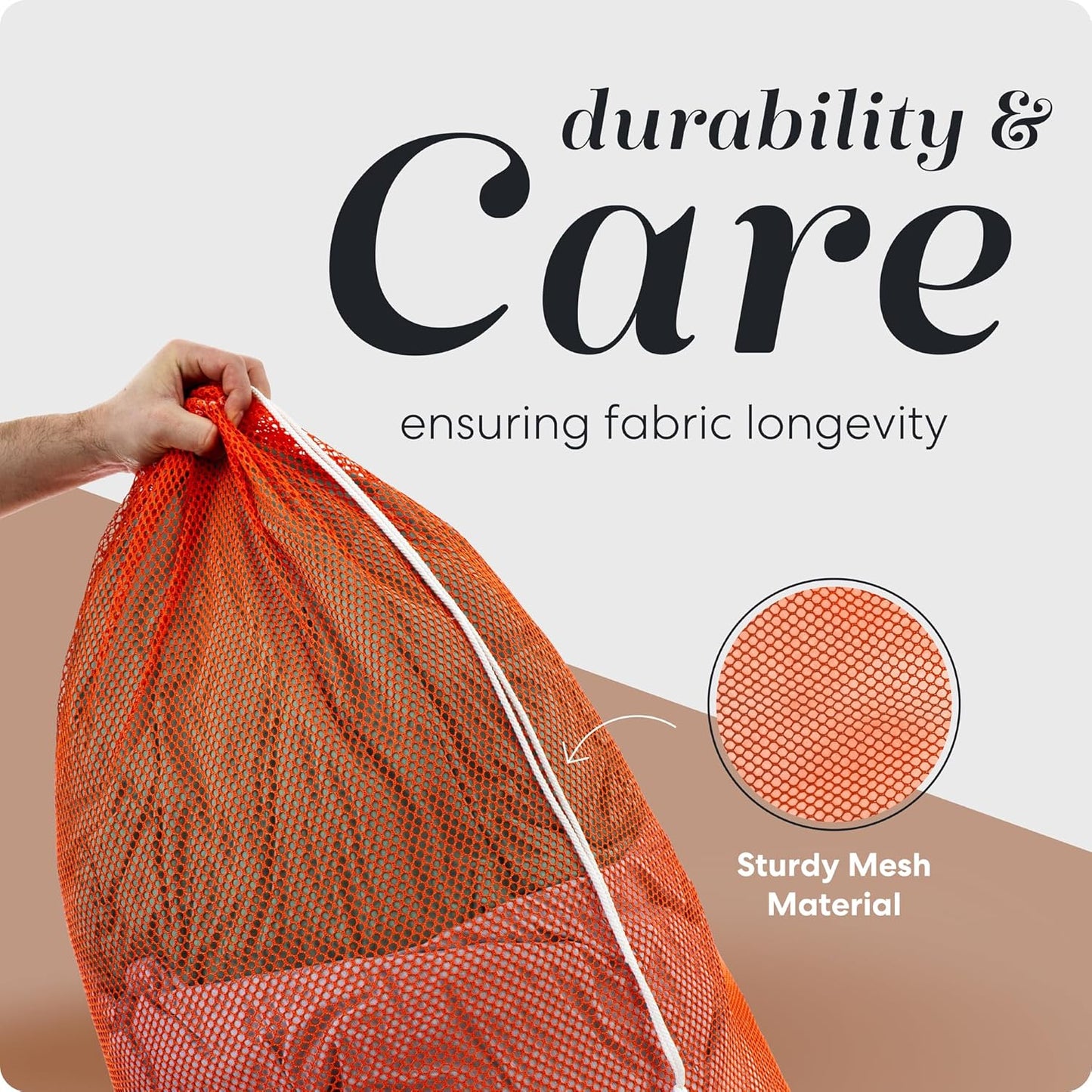 Handy Laundry Mesh XL Laundry Bag - Durable, Machine Washable with Secure Drawstring Closure - Perfect for College Dorms, Laundromats, Apartments (Orange, Large 24" x 36")