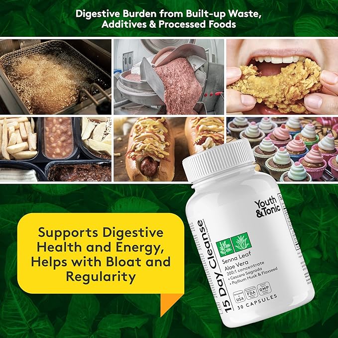 Youth & Tonic Complete Multi-Organ Detox Support – 15 Day Colon Cleanser & Gut Detox, Kidney Cleanse, Water Balance & Liver Health, 90 Pills for Women and Men