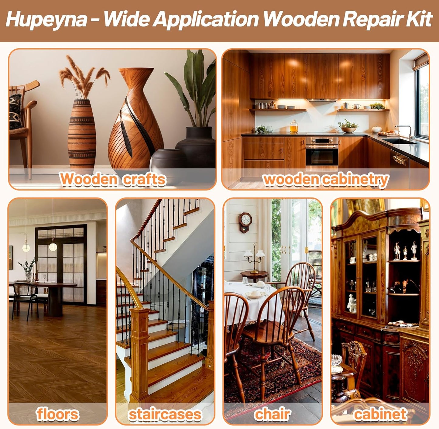 Wood Repair Kit, Wood Furniture Repair Kit, Wood Filler, Wood Putty and Beeswax- Repair Stains, Scratch, Cracks, Hole, Discoloration for Wooden Door, Table, Cabinet, Bed, Floor (Brown Series)