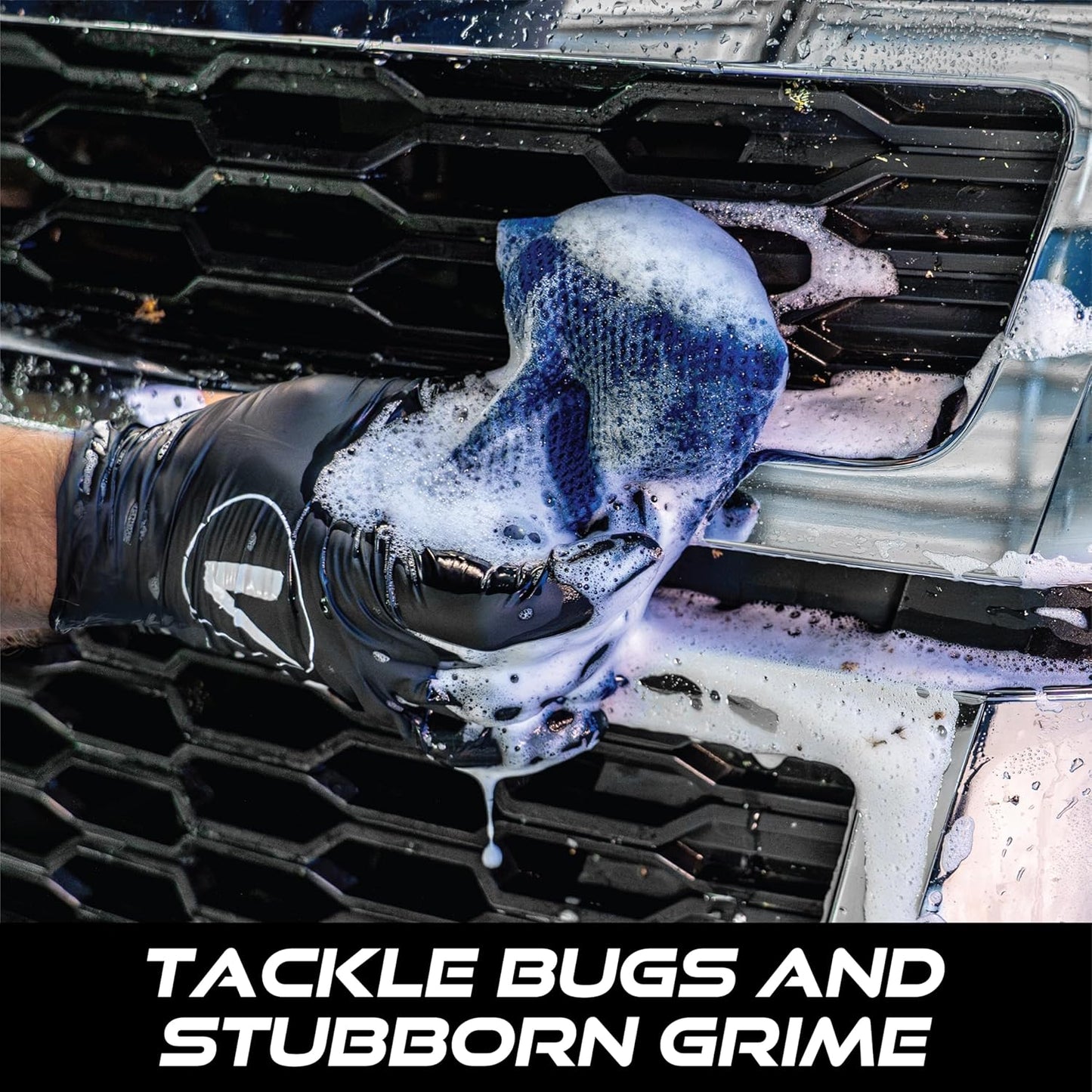 VIKING Mesh Bug Sponge, Car Wash Sponge for Cleaning Bugs and Tar, Royal Blue, 4 inch by 6 inch, 6 Pack