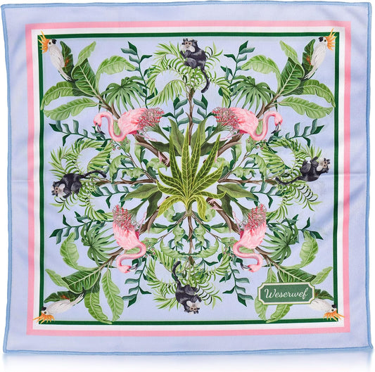 WESERWEF Design Microfiber Glasses Cleaning Cloth – Premium Cleaning Cloth for Eyeglasses, Screens, Tablets, Cameras & Lenses, 12" x 12", Ultra-Soft & Scratch-Free (Tropical World)