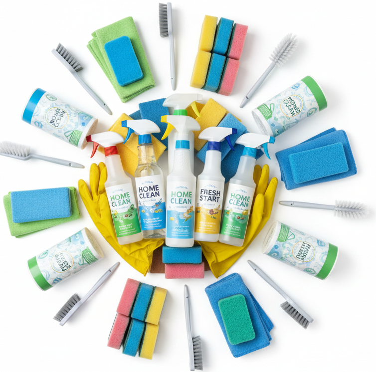 circle photo of home caresupplies, make a real photo